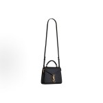 SAINT LAURENT CASSANDRA Gold Logo Crocodile embossed shiny crossbody bag, handbag, shoulder bag, mini women\'s style, black